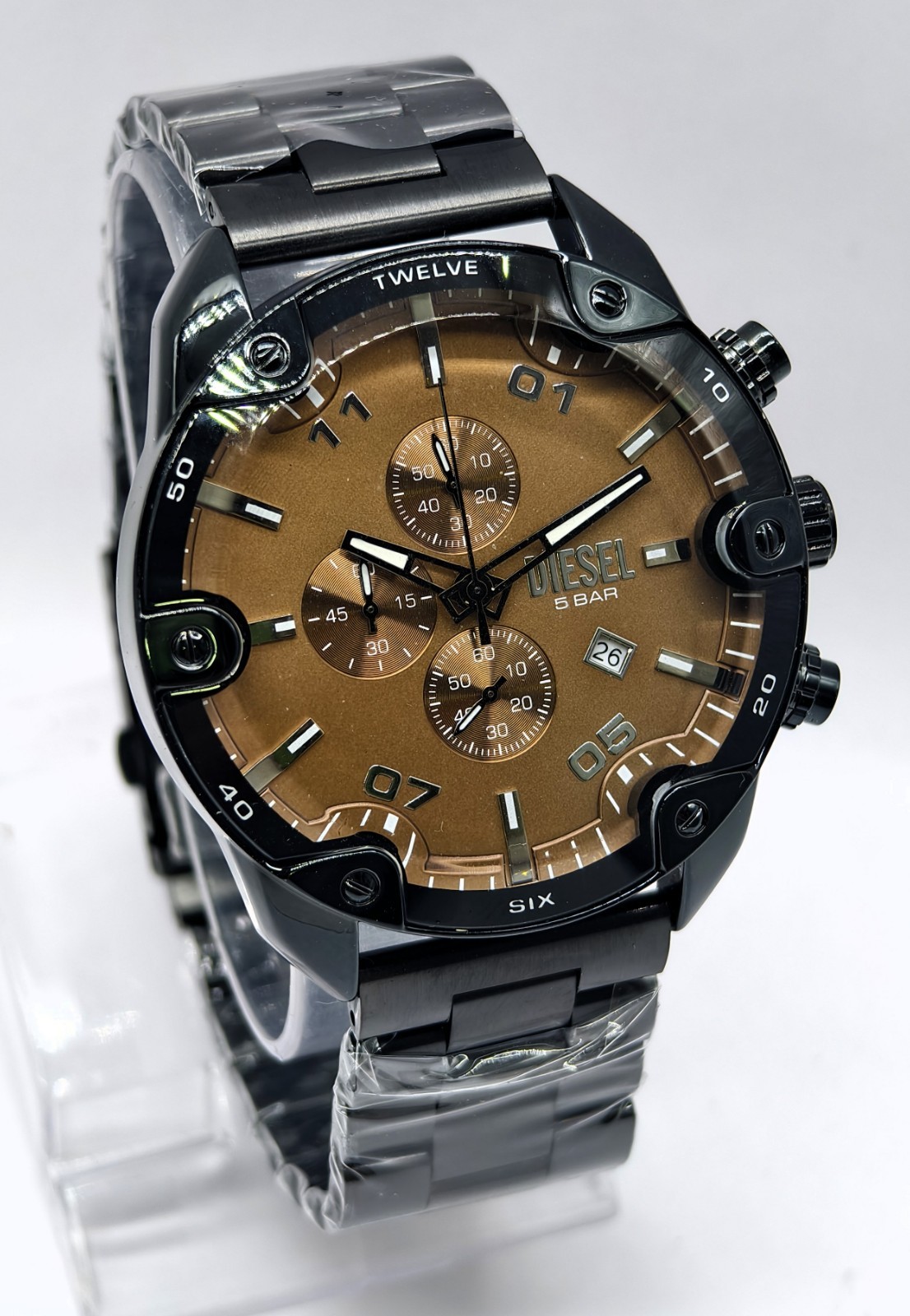 Awesome Diesel Spiker ”ONLY THE BRAVE” Chronograph Quartz Men’s Wrist Watch