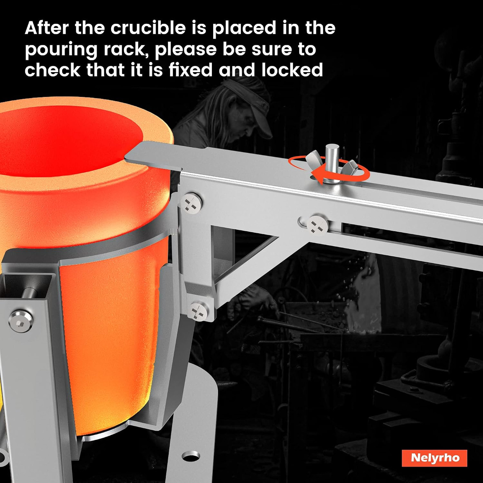 Nelyrho Hand-held Crucible Pouring Tongs/Rack with A Graphite Crucible, Work