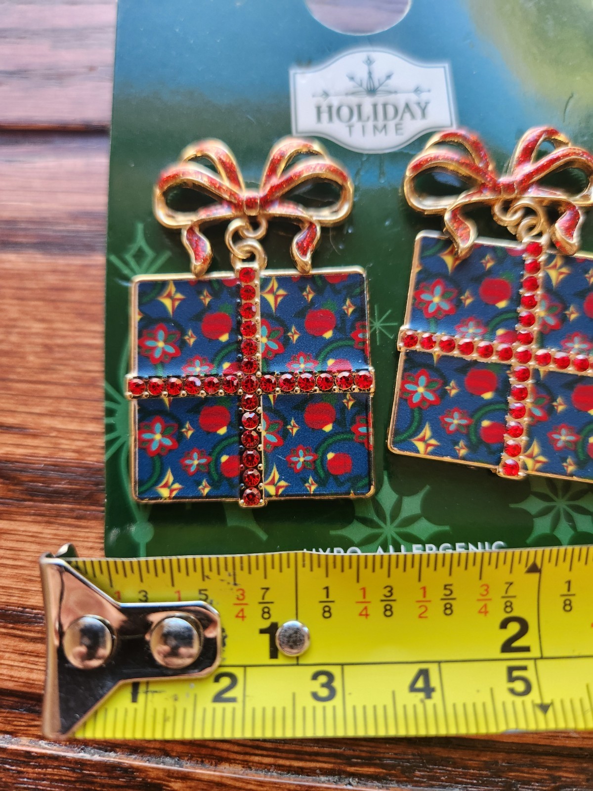 Holiday Time Christmas Earrings Blue Christmas Present Holiday Gift Bow Festive