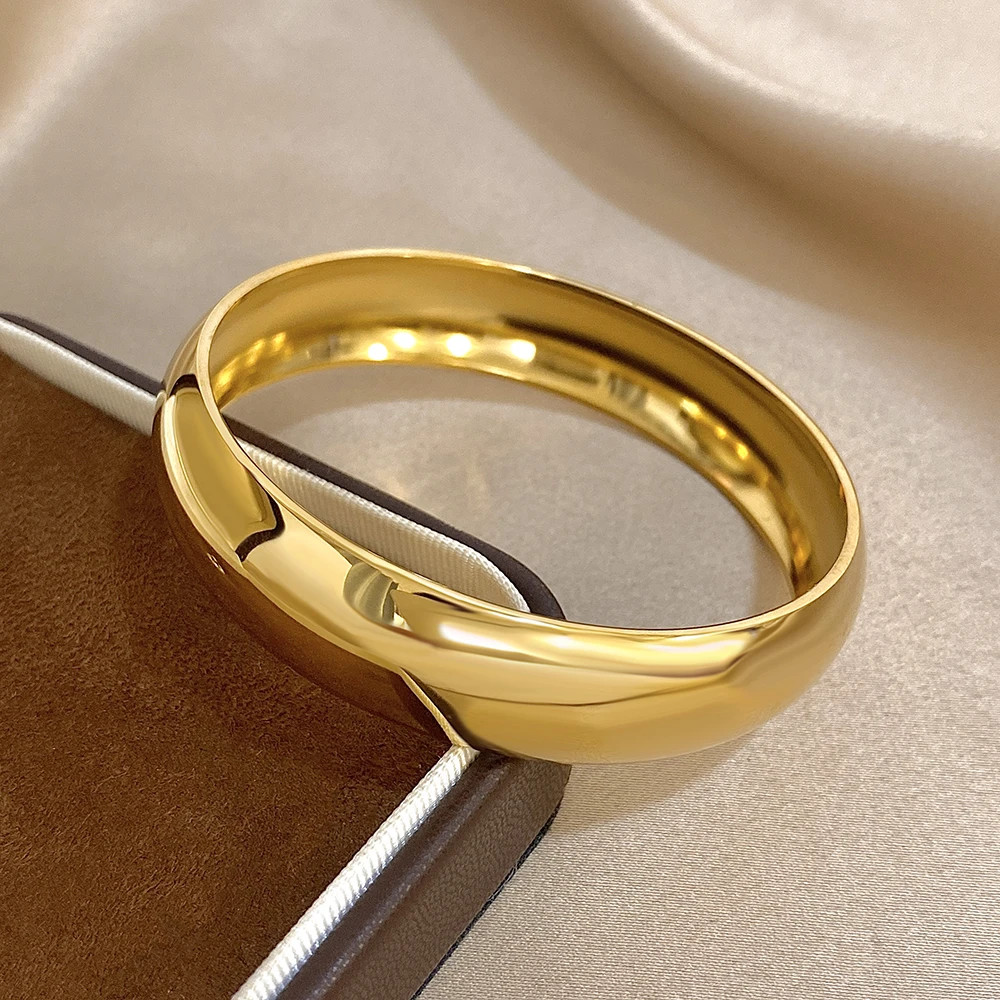 Glossy Gold Plated Stainless Steel Bracelet for Women Men Fashion 10 15 30mm.