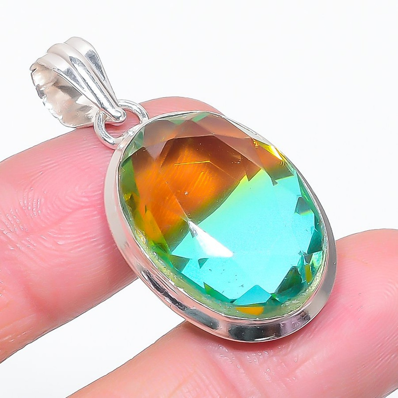 Multi Tourmaline Oval Shape Gemstone Pendant Handmade Gift Jewelry 1.8″ FP 2922