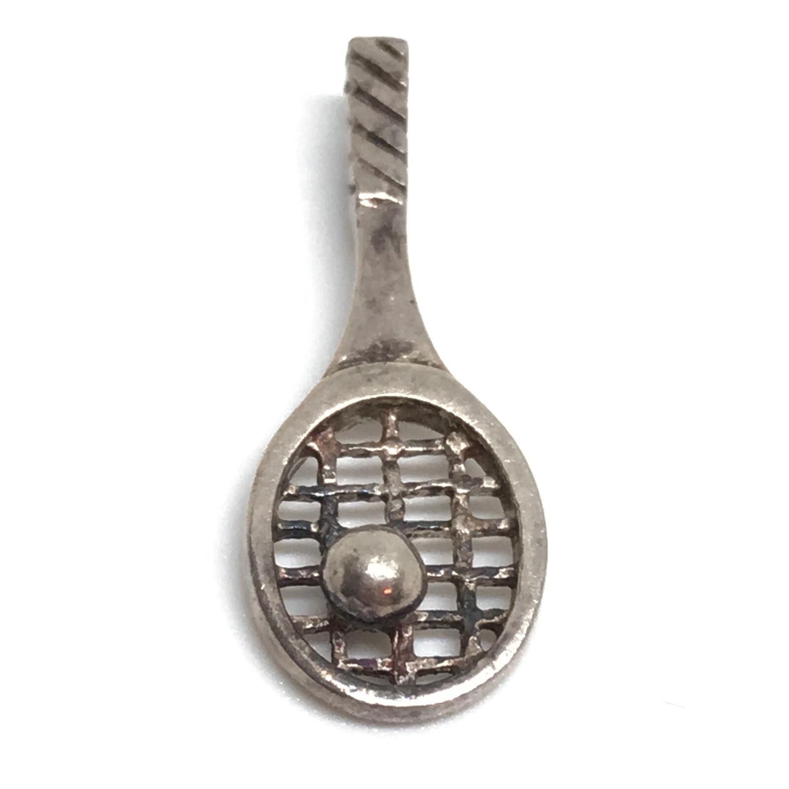Vintage 925 Sterling Silver Tennis Racket Sports Themed Charm Pendant