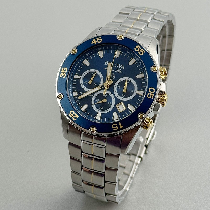 Bulova Marine Star 98B400 Chronograph Men’s Quartz Watch 41.5mm Blue Dial