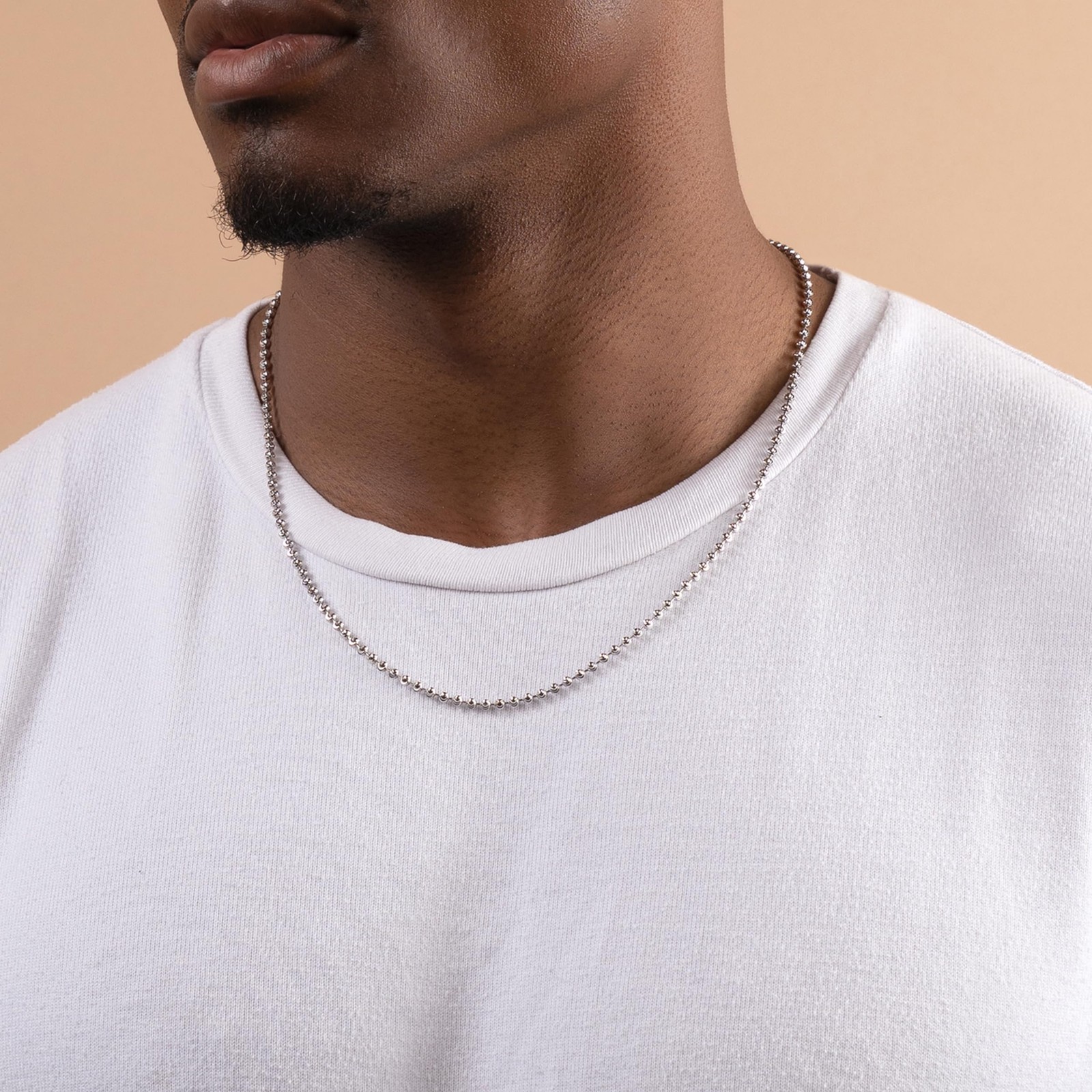 PORI JEWELERS 925 Sterling Silver 3mm Moon Cut Bead Chain Necklace, Made in I…