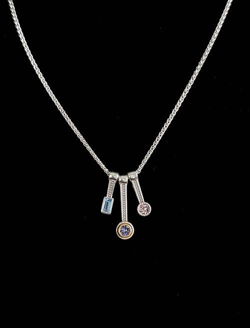 Brighton Necklace Halo Gleam Trio Silver Gold Purple Blue Crystals NWT