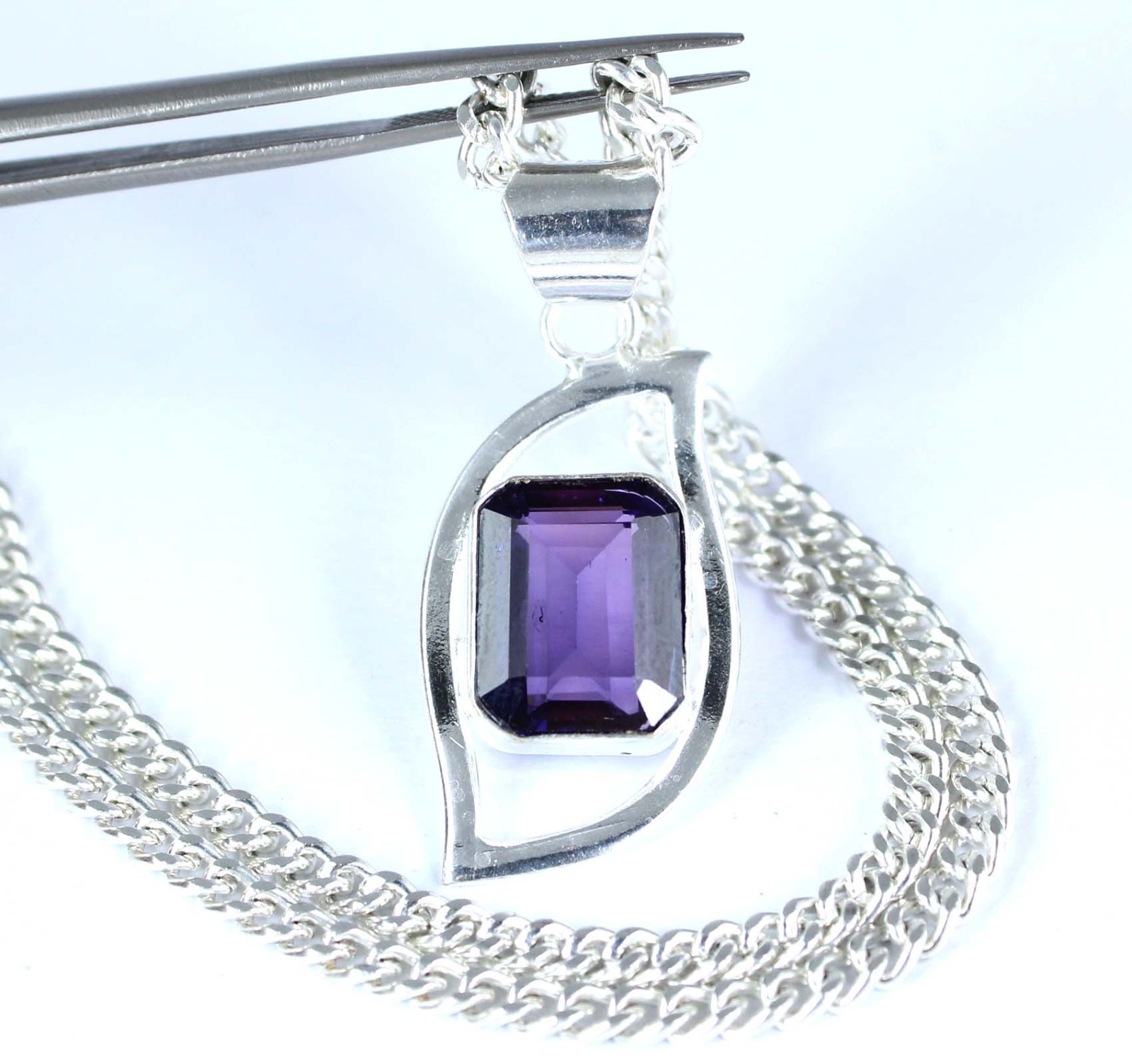 11.67 Ct Natural Boysenberry Sapphire Emerald Cut Gemstone Men’s Wedding Pendant