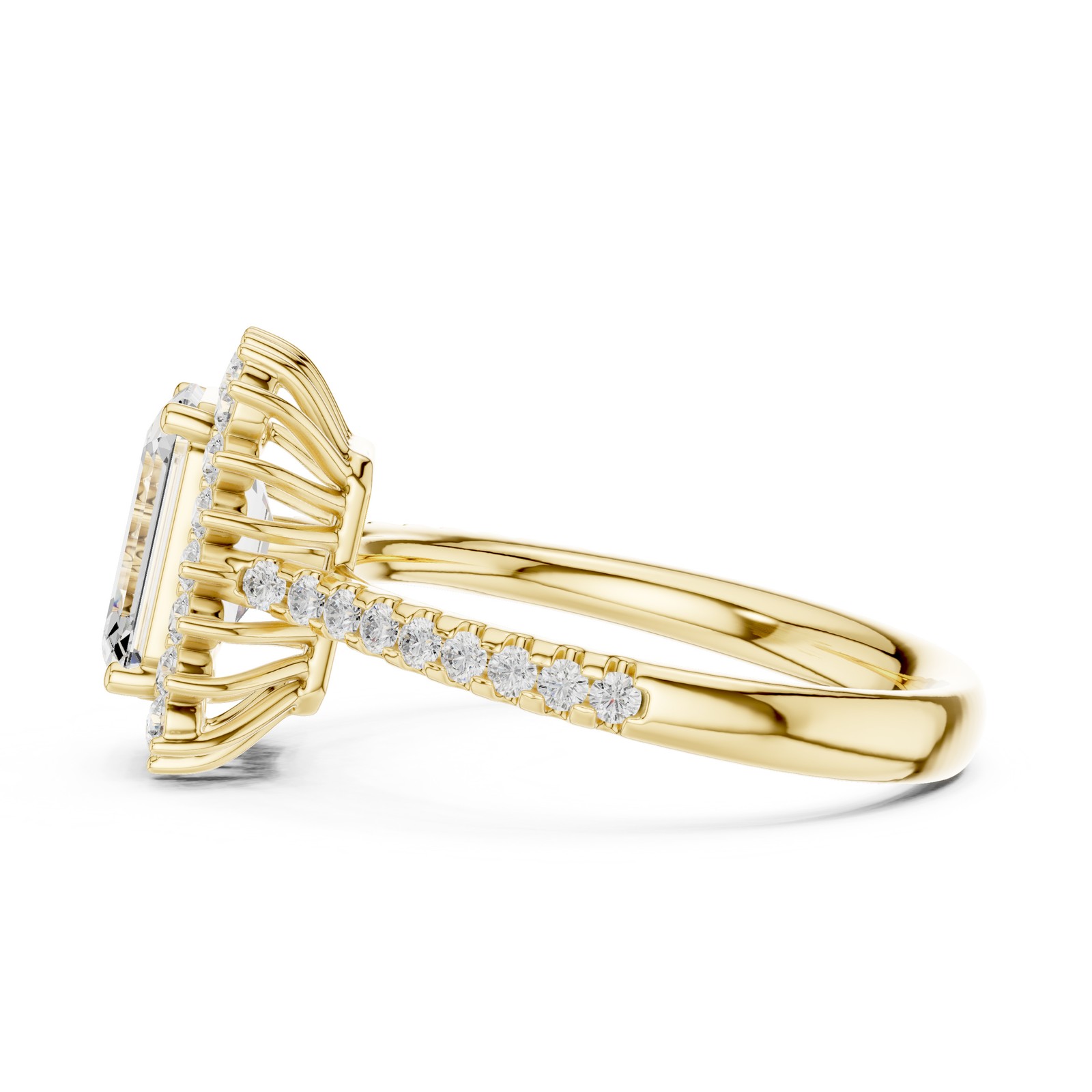 Certified Emerald Cut 2.3 Ct Lab Grown Diamond Engagement Ring 14K Gold Over