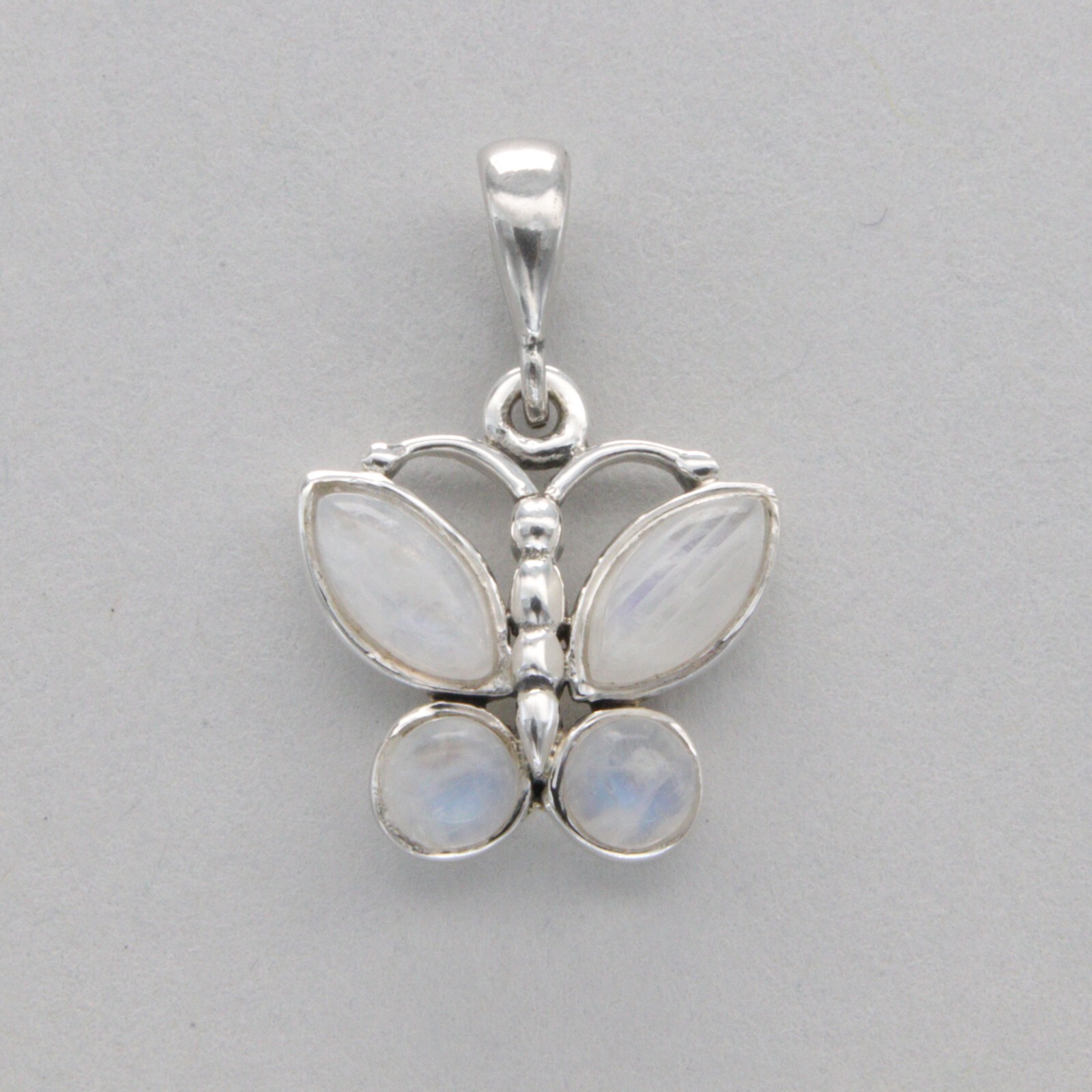 Rainbow MOONSTONE Butterfly Pendant Genuine Natural 925 STERLING SILVER #9e
