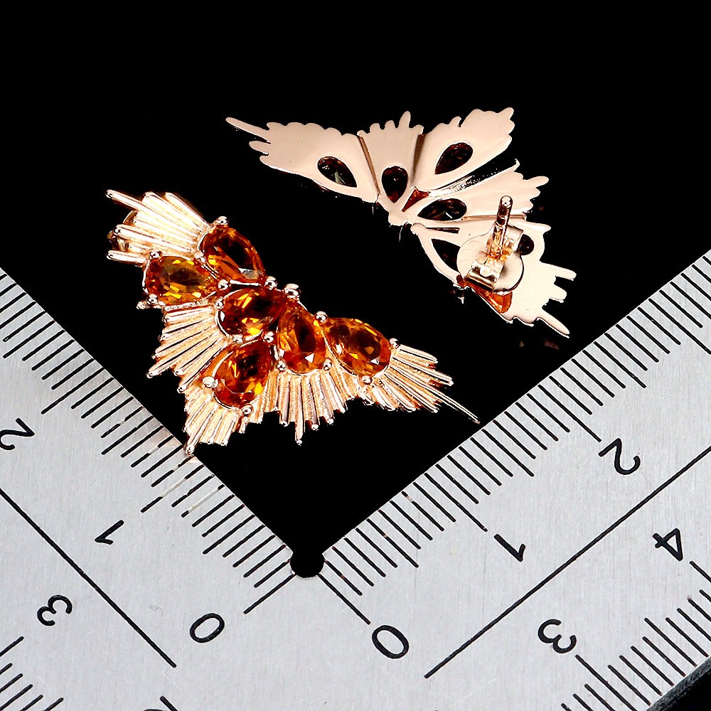 925 Sterling Silver Earrings Pear Citrine 5x3mm Natural Gemstone Jewelry
