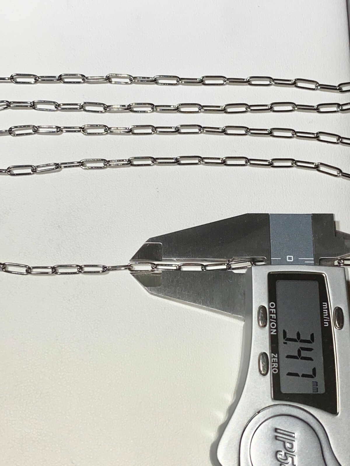 Solid Real ITALIAN 14K Rhodium Gold Finish Paper Clip Chain Necklace 3.5MM Chain