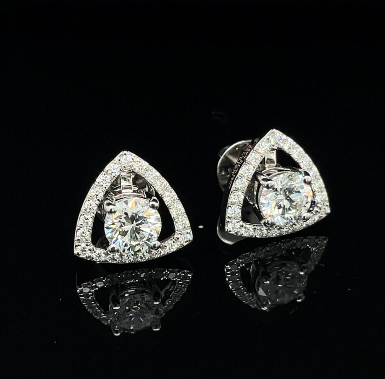 Convertible Lab Grown Diamond Changeable Stud Earrings – 10K White Gold Danglers