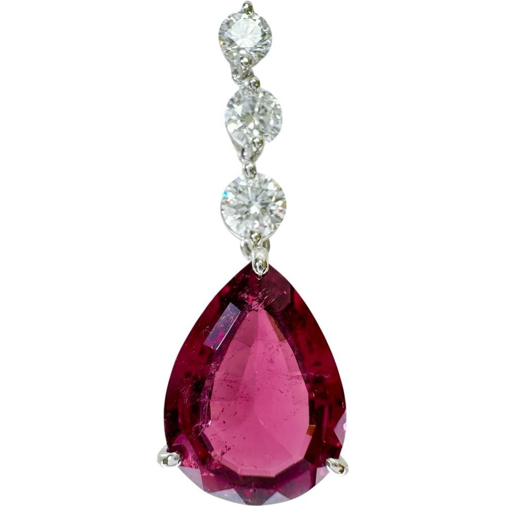 Drop motif Ruberite tourmaline 8.63ct diamond 1.00ct Pendant top Pt900Platin…