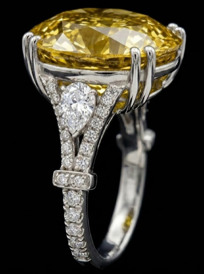 5 Ct Certified Round Yellow Natural Diamond Ring White Gold Finish Great Shine