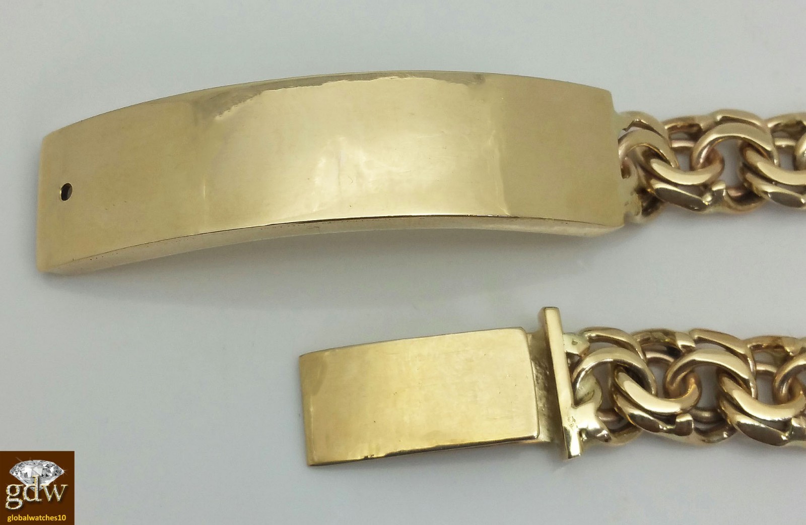 Real Solid 10k Gold Chino Link ID Bracelet Box Lock 8.5″ 13mm ID Rope Cuban