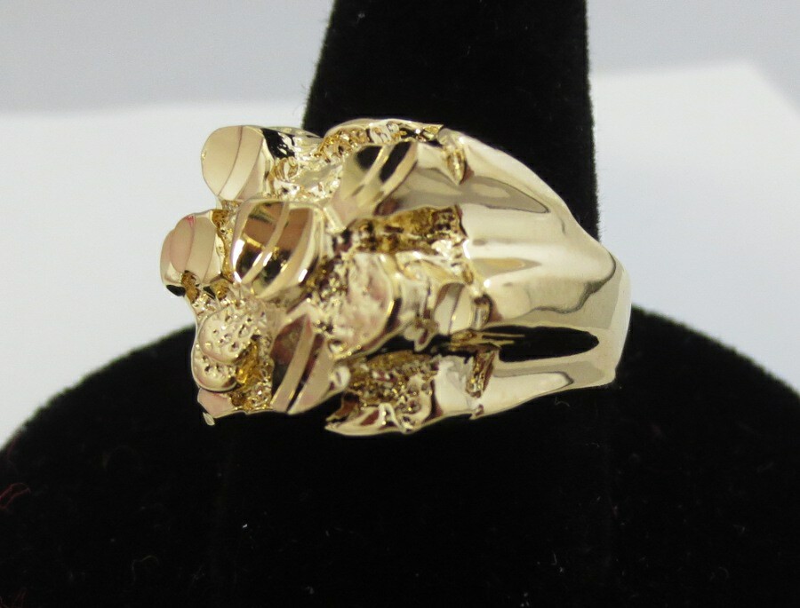 SIZES 5-13 MENS 14KT GOLD PLATED SQUARED OFF STYLE NUGGET BLING RING STYLE R2