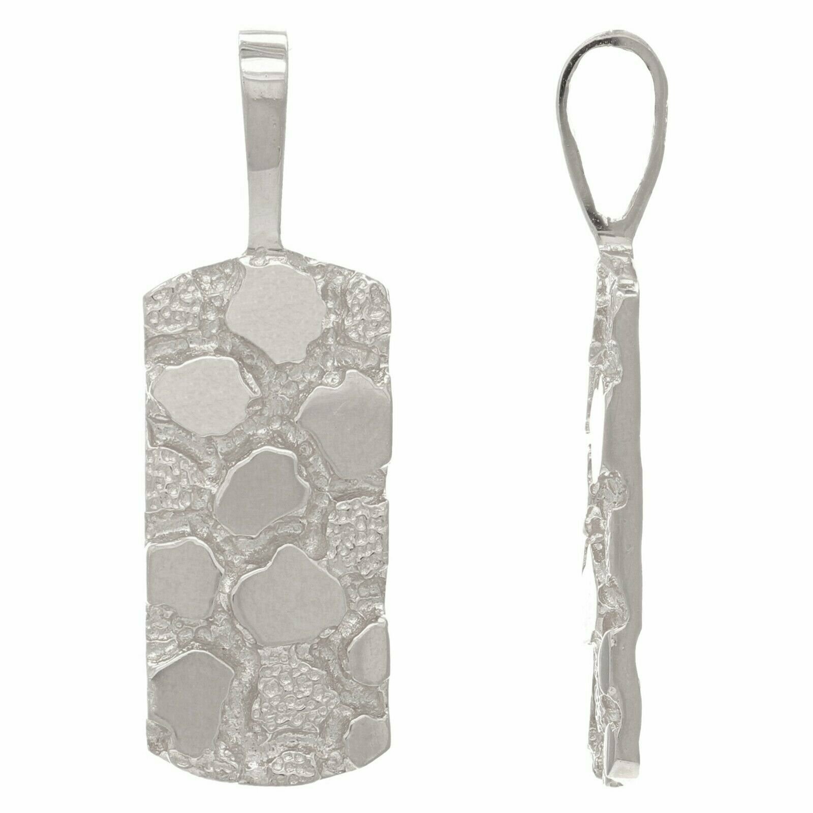 14k White Gold Rectangle Nugget Charm Pendant 3.2 grams