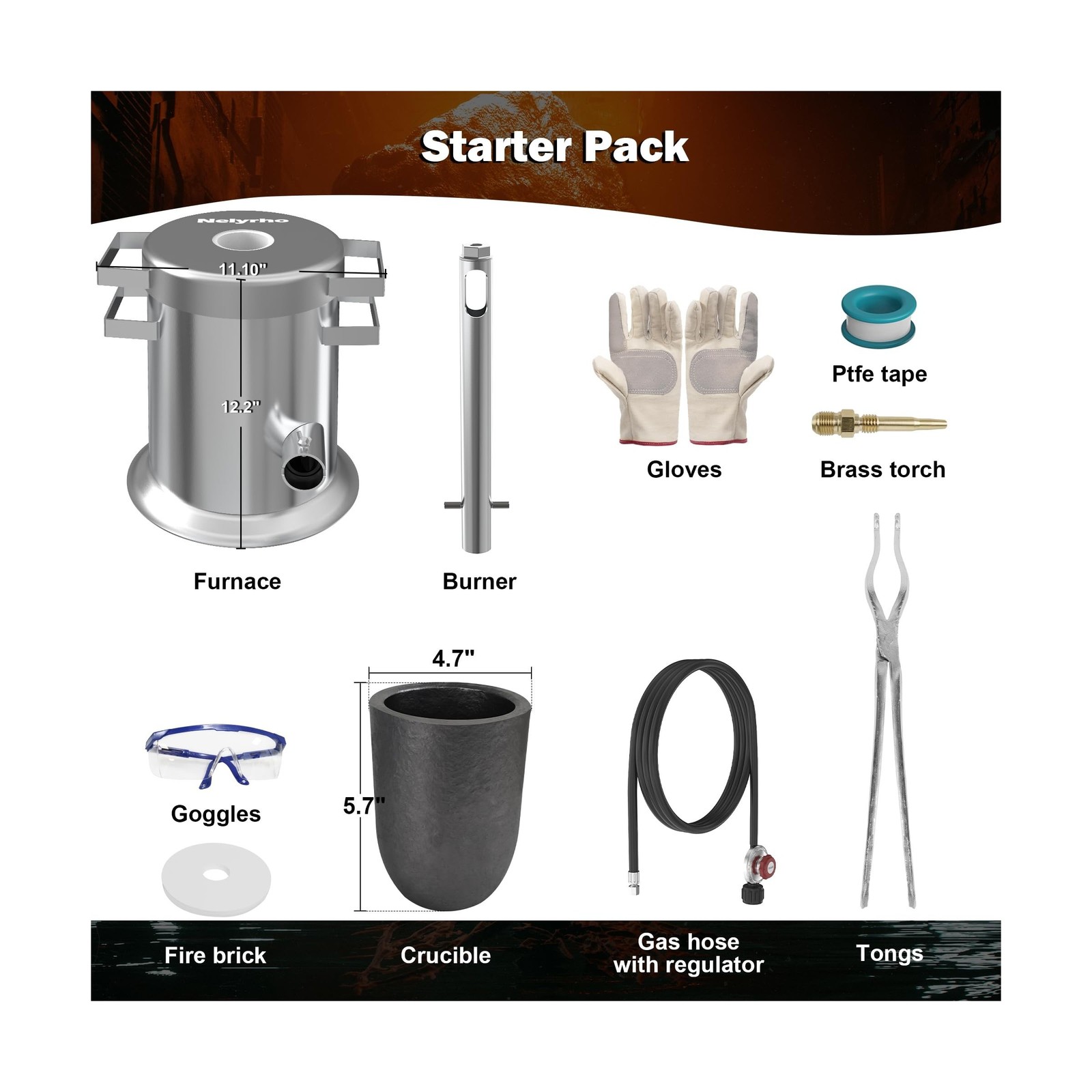 Nelyrho 6KG Smelting Furnace Kit – Full Stainless Steel Foundry with Crucible…