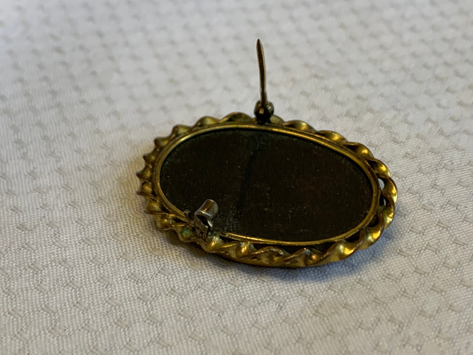 Antique Pietra Dura Brooch Costume Jewelry White Flower Floral Stone Inlay Pin