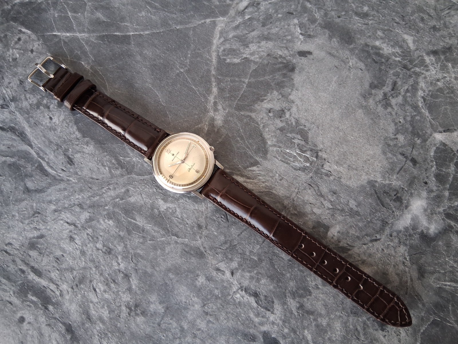Serviced 1964 Hamilton Electric Nautilus 503 Men’s Vintage Watch New Crocodile