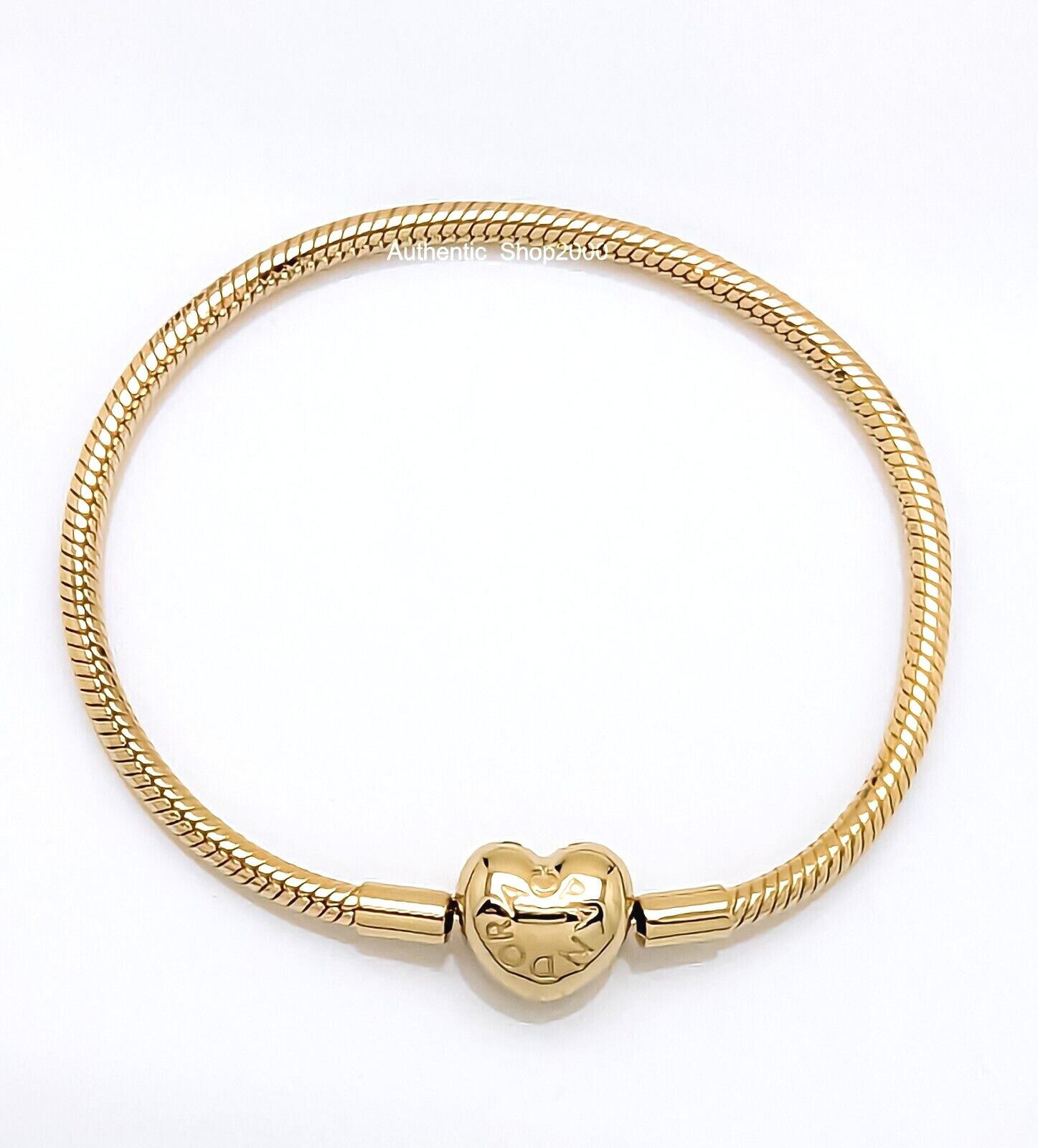 New 100% PANDORA 14k Gold Plated Charm Bracelet with Heart Clasp 563050C00