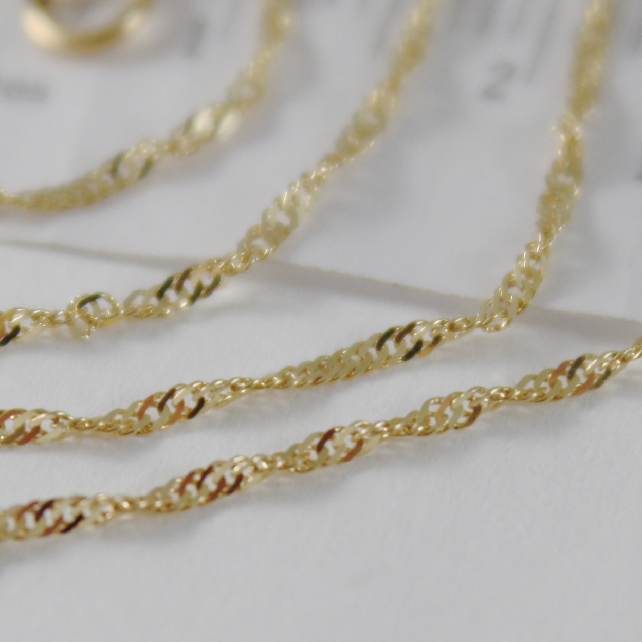 18K YELLOW GOLD MINI SINGAPORE BRAID ROPE CHAIN 17.7″, 1.2 MM MADE IN ITALY