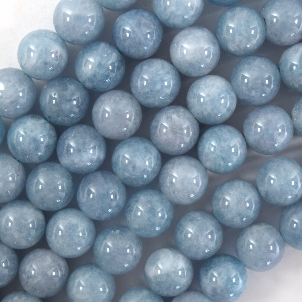 Blue Aquamarine Quartz Round Beads Gemstone 15″ Strand 6mm 8mm 10mm 12mm