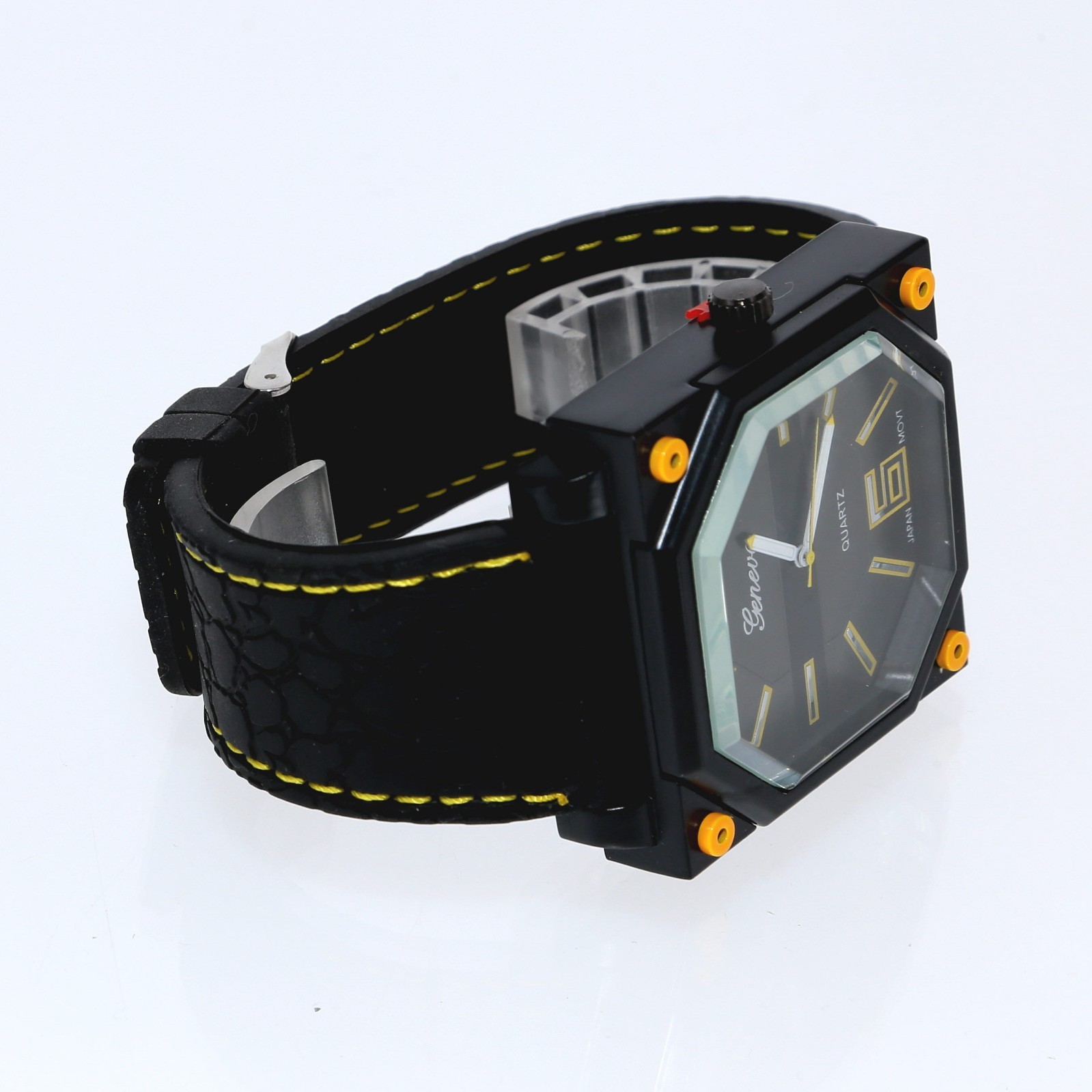 48mm x 48″ Oversized Square Men’s Quartz Watch with Black Silicone Band
