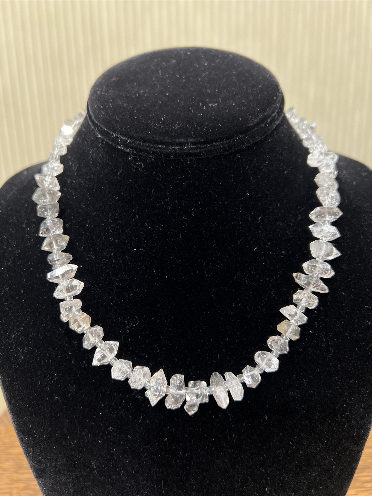 New 100% Natural Smoky Herkimer Diamond Necklace 16” Sparkly Large Diamonds