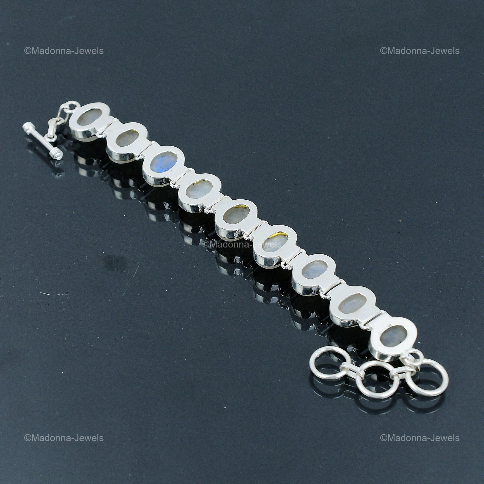 Easter Deal Rainbow Moonstone Stone 925 Silver Sister Chain New Bracelet Jewelry