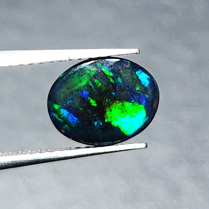 Natural Welo Black Opal Ethiopia Oval Cabochon Vivid Blue Green Fire 1.20Ct Gem