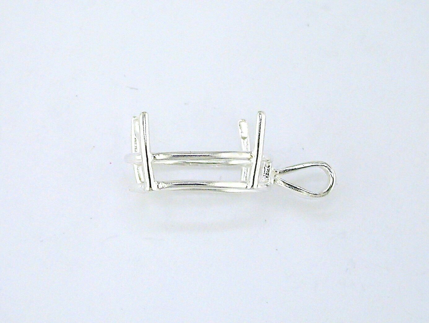 Oval 4 Prong Wire Mount Pendant Setting Sterling Silver