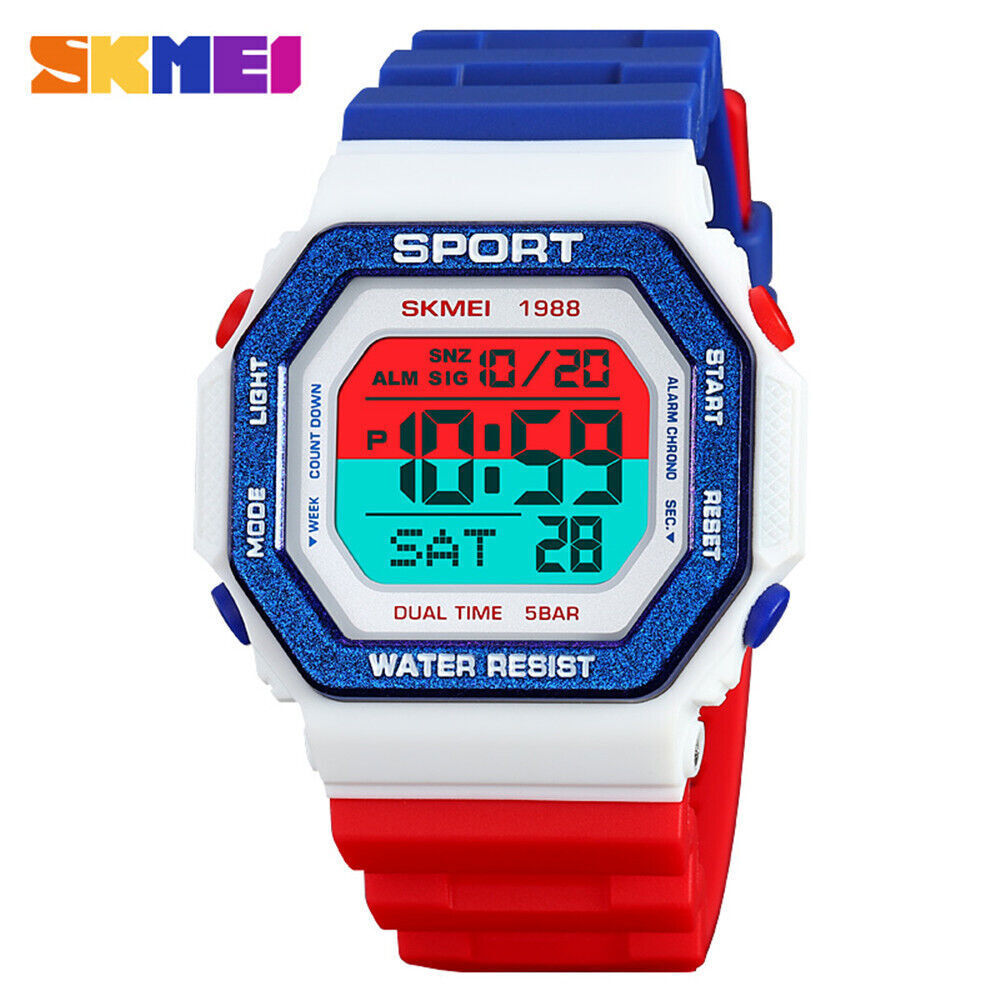 SKMEI Men Watch Rectangle Sport Watches Students Boy LED Date Digital Wristwatch
