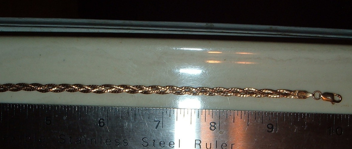 STAMPED 14k Yellow Gold filled BRACELET 4mm WOVEN LINK Chain Design 4mm clasp