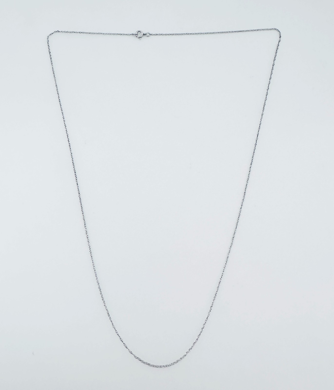 Solid 10K White Gold Thin Prince of Wales Link Chain Necklace, .8mm, 20 1/8″