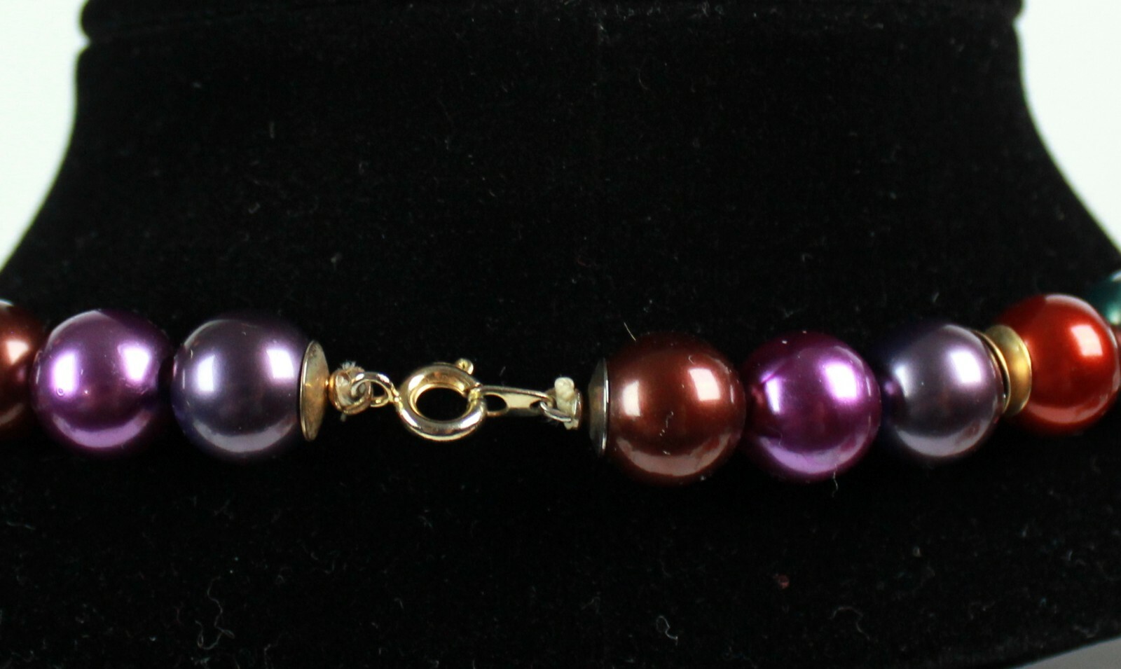 Vintage Multi Color Bead Strand String Necklace Purple Green Mauve