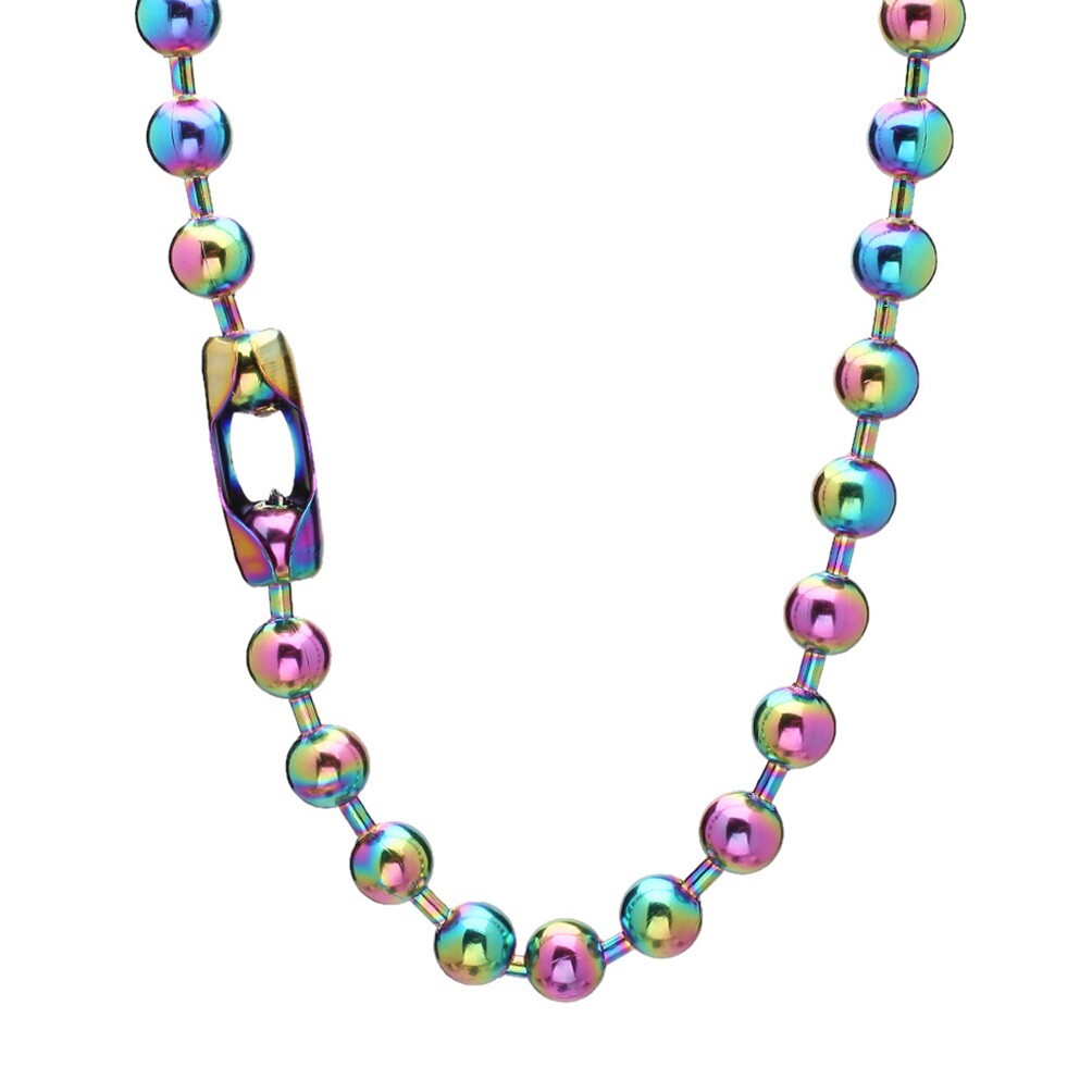 Men Women 6/8/10/12mm Wide Multicolor Stainless Steel Ball Beads Chain Necklace