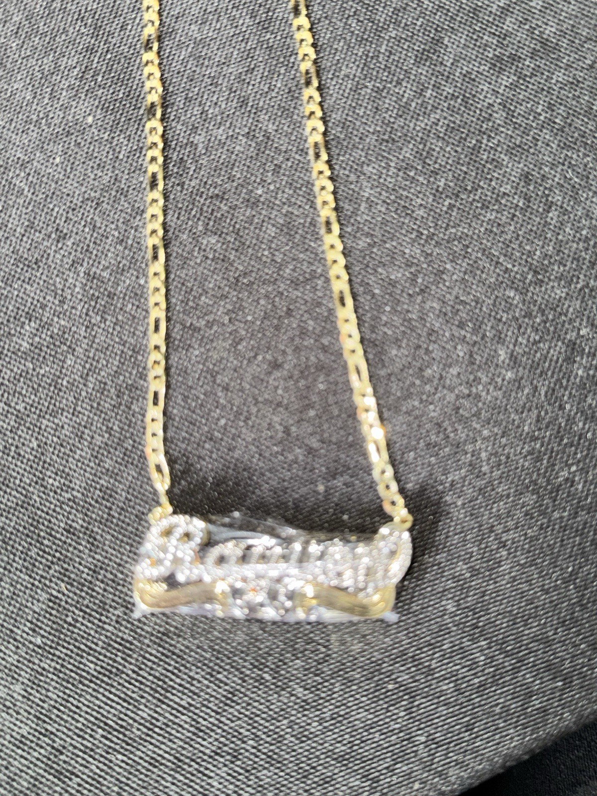 Free Shipping – Rayven Personalized Name Necklace Two Tone Crystal Pendant