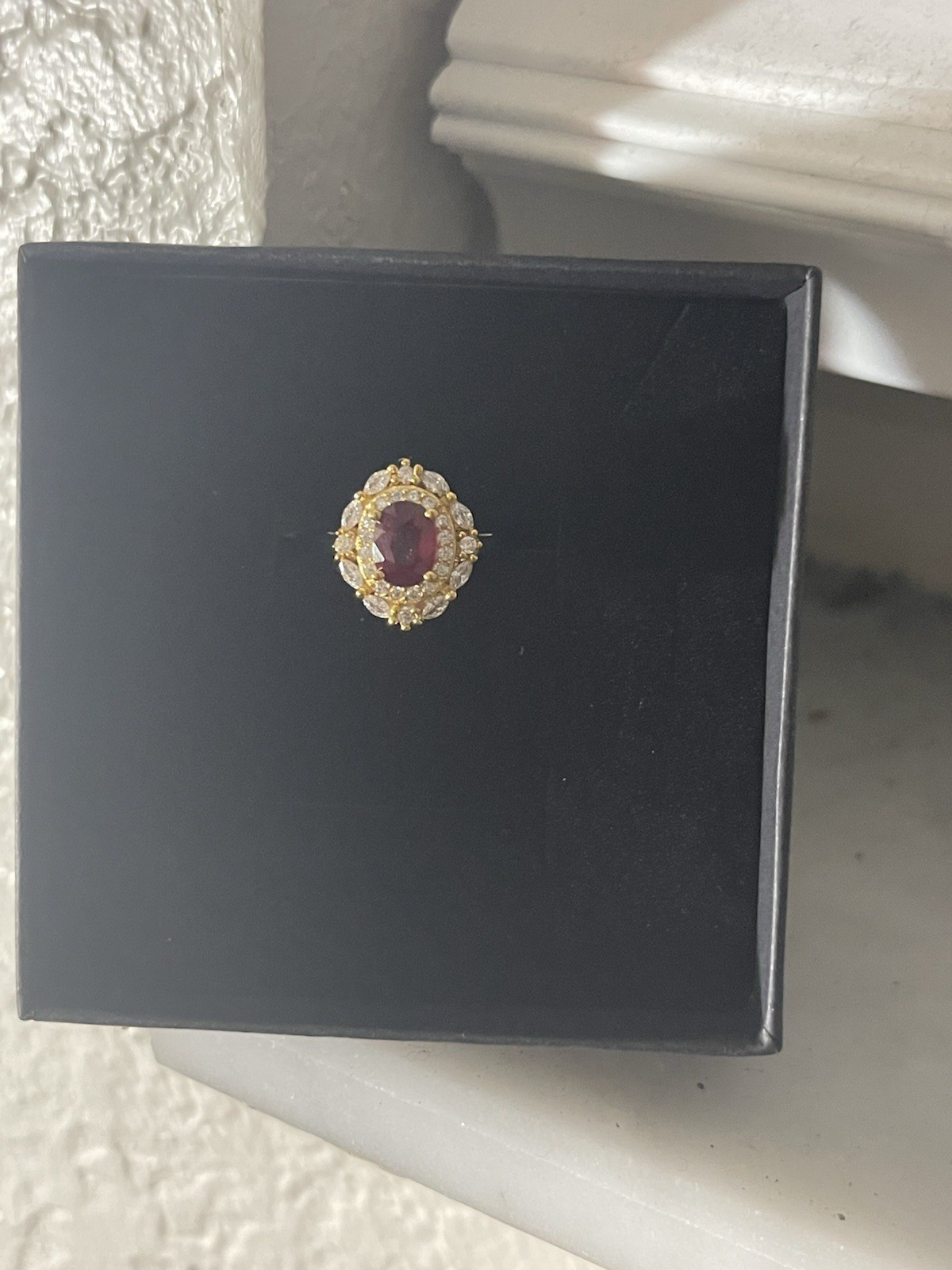 Stunning Ruby and Simulated Diamond Ring Brand New Adjustable