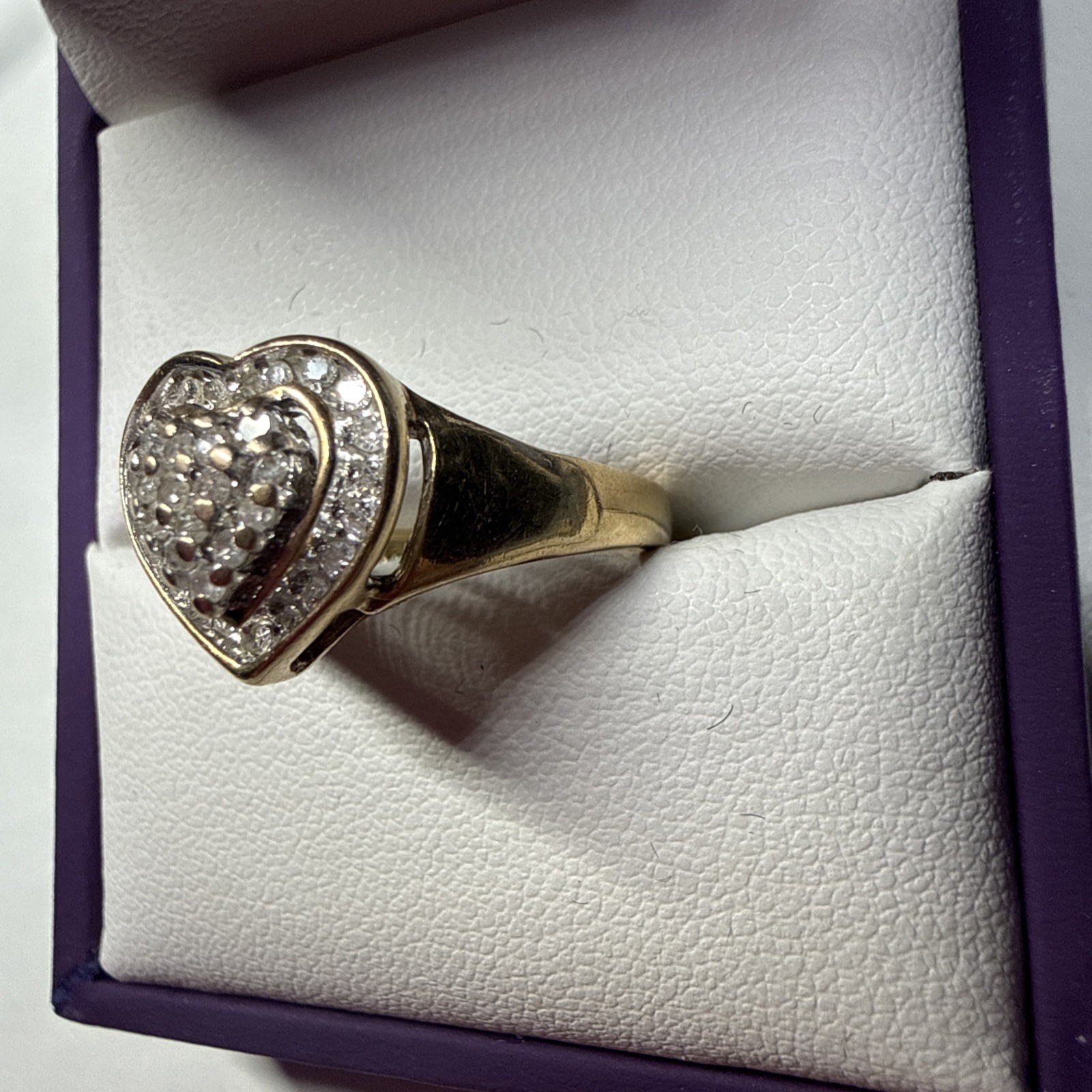 Vintage 10K Yellow Gold Diamond Heart Shaped Cluster Fashion Ring Sz 7 – 3.25 Gr
