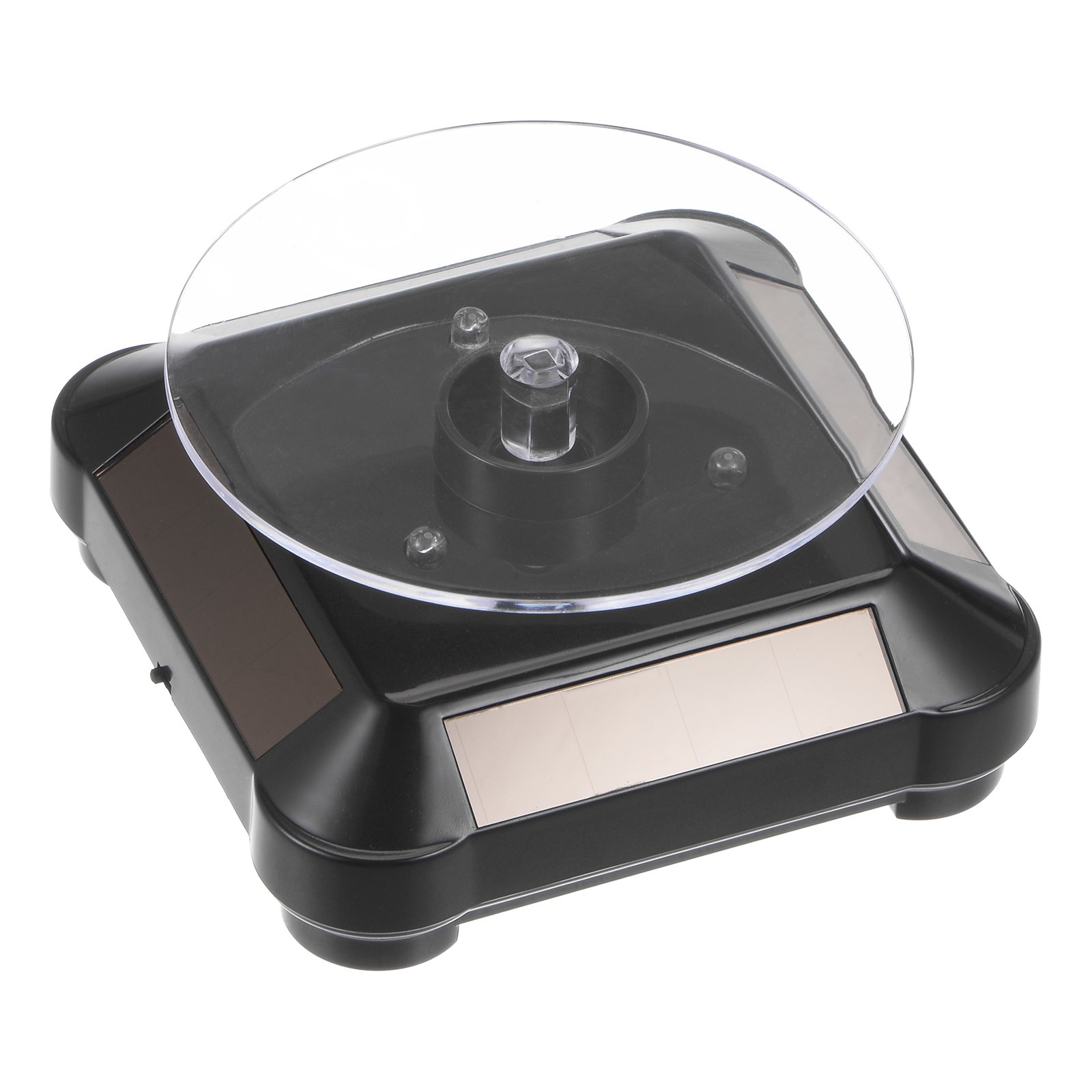 Solar Display Stand Turntable 360°Rotating Double Use LED Light ABS Black