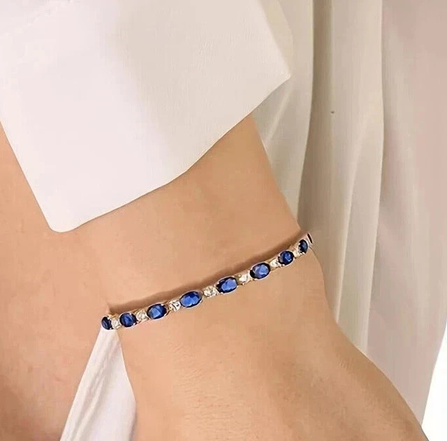 5ct Oval Cut Lab Created Diamond Tennis Bracelet 14K White Gold Plated