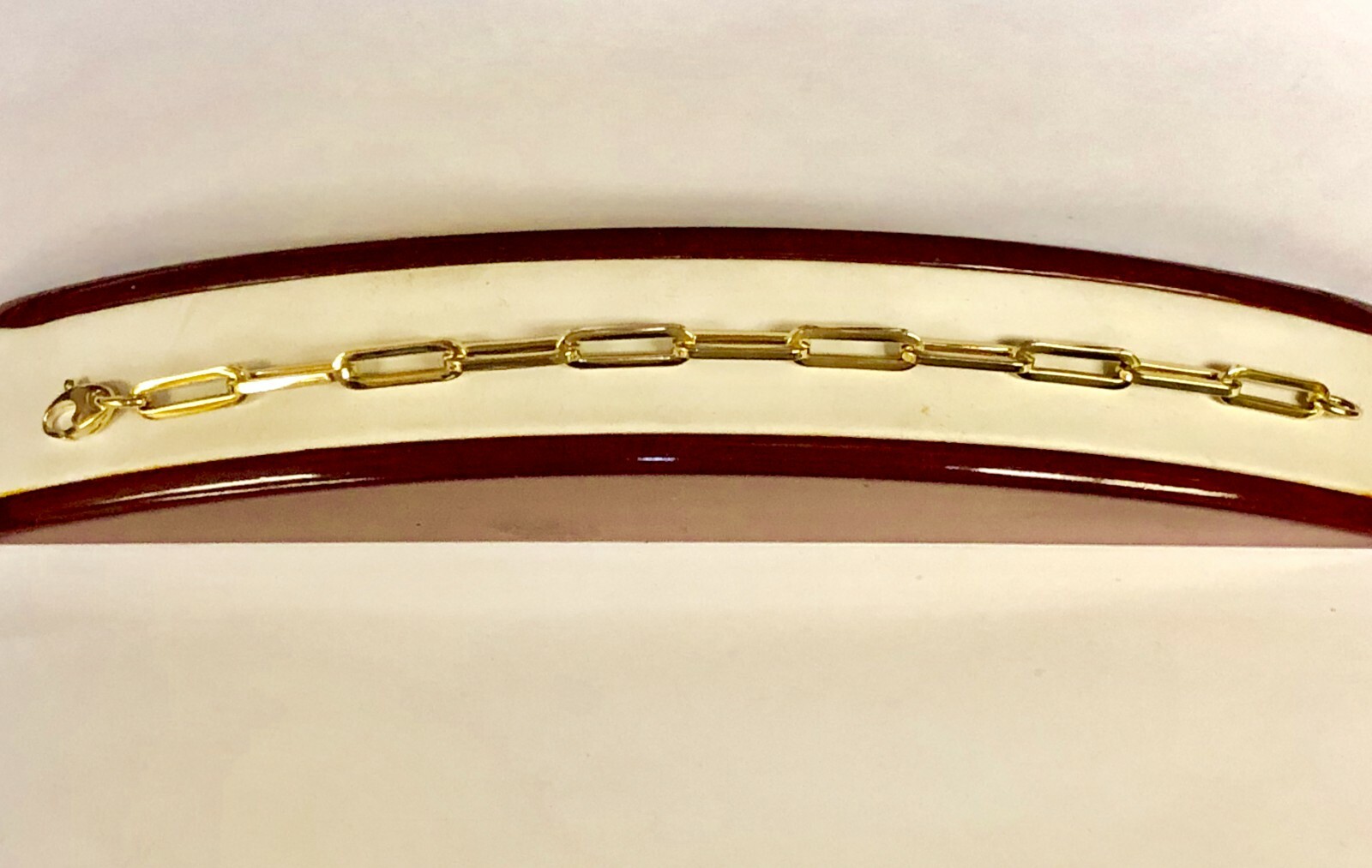14k Yellow Gold Lite PAPERCLIP Link Chain Bracelet 7.5 Inch 4.3 grams 6.MM