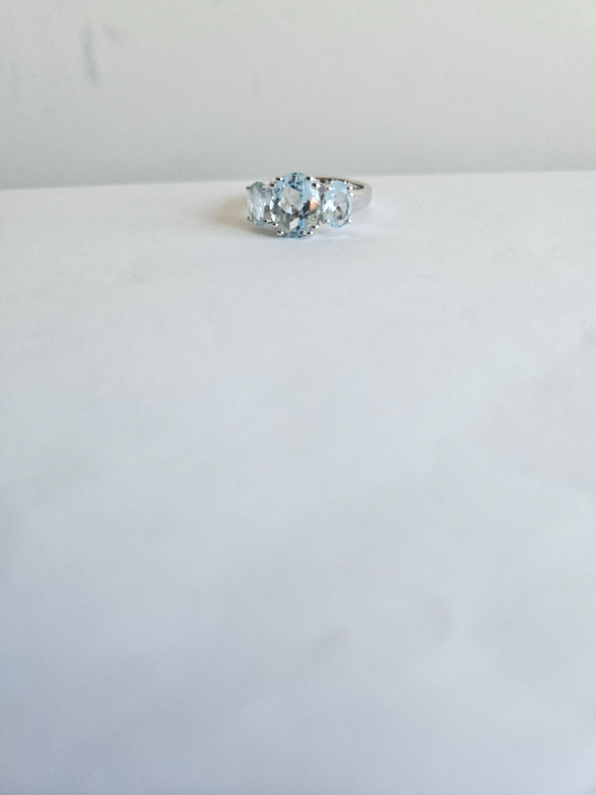 White Gold Rhodium Over Sterling Silver Topaz Size 9 (18mm Diamete Designer Ring