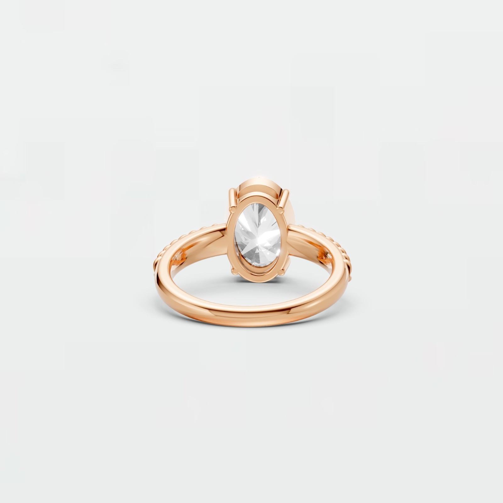 Three Stone Oval Lab Diamond Prong Set Solitaire Engagement Ring