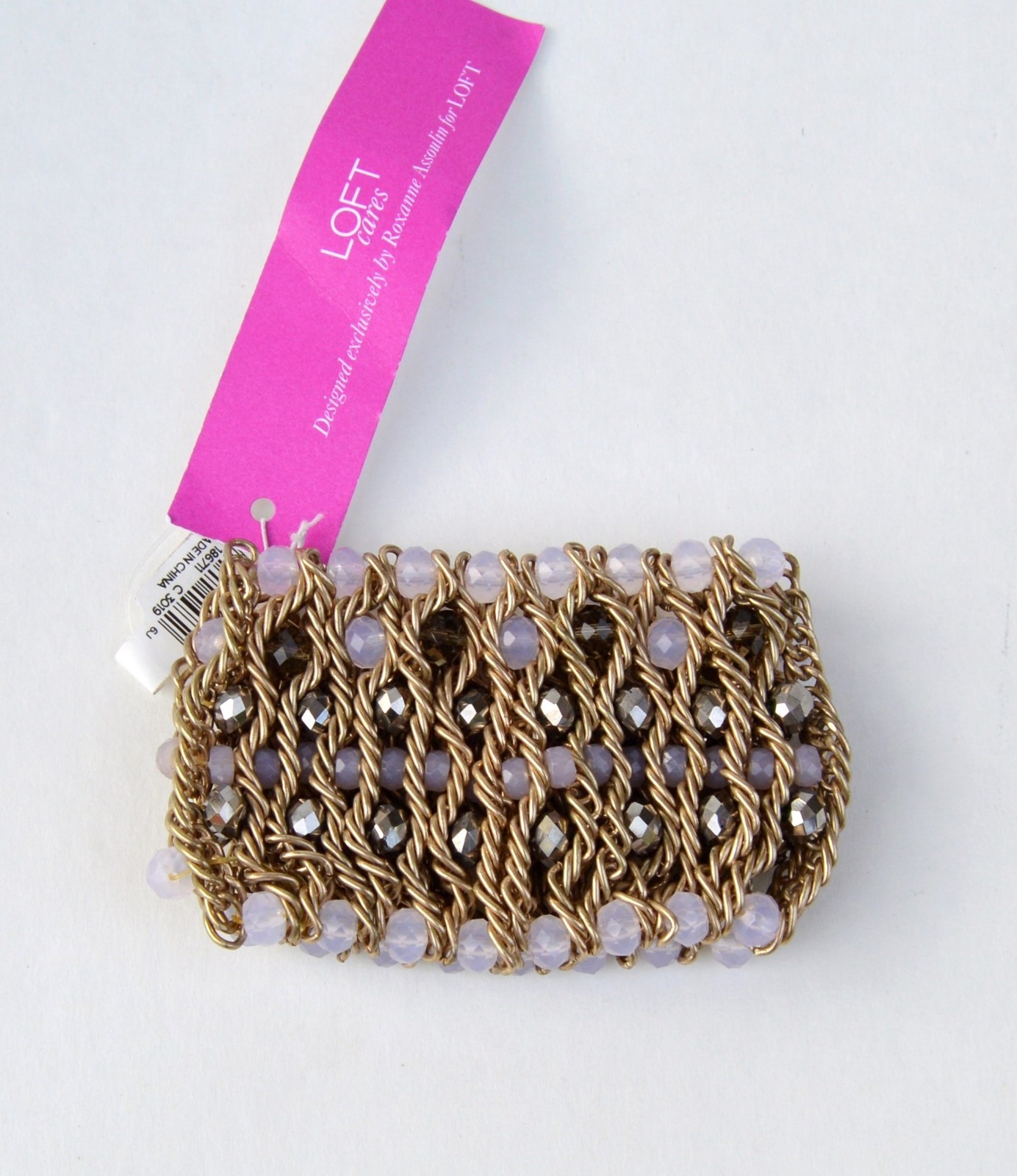 NWT Ann Taylor LOFT beaded stretch women’s Cuff Bracelet by Roxanne Assoulin