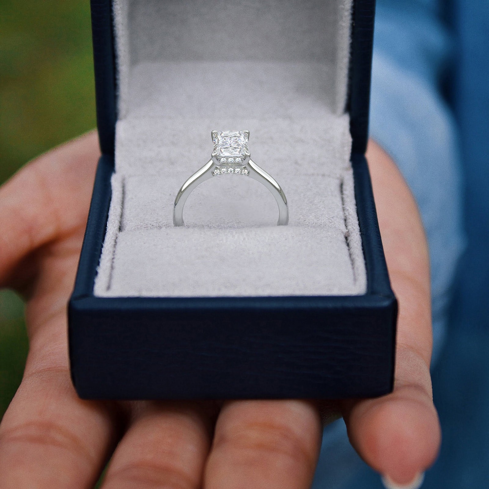 1.15 Ct Radiant Cut Diamond Engagement Ring VS2 E White Gold 14k