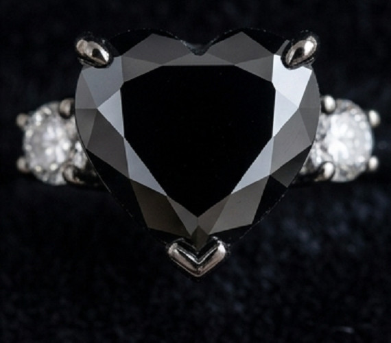 4.50Ct Heart Cut Simulated Black Diamond Bridal Set Ring 14k White Gold Plated