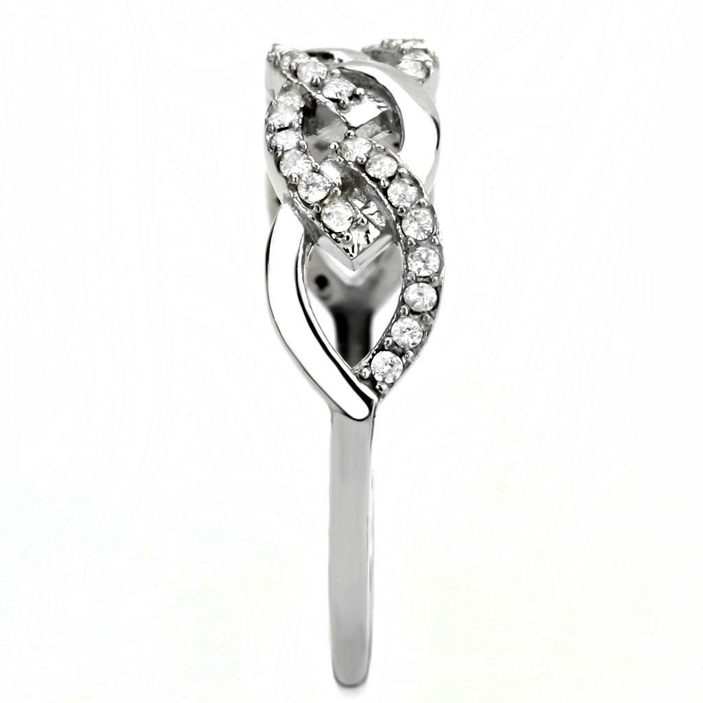 DA163 – High polished (no plating) Stainless Steel Ring with AAA Grade CZ in