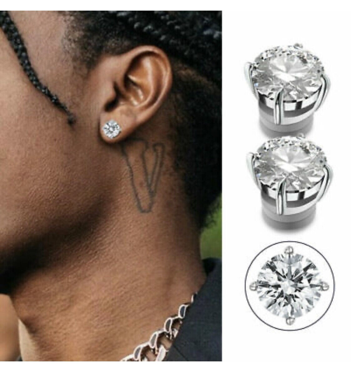 Magnetic Stud Earrings 6/ 8MM For Women Men Non-Piercing- Pair Stainless Steel
