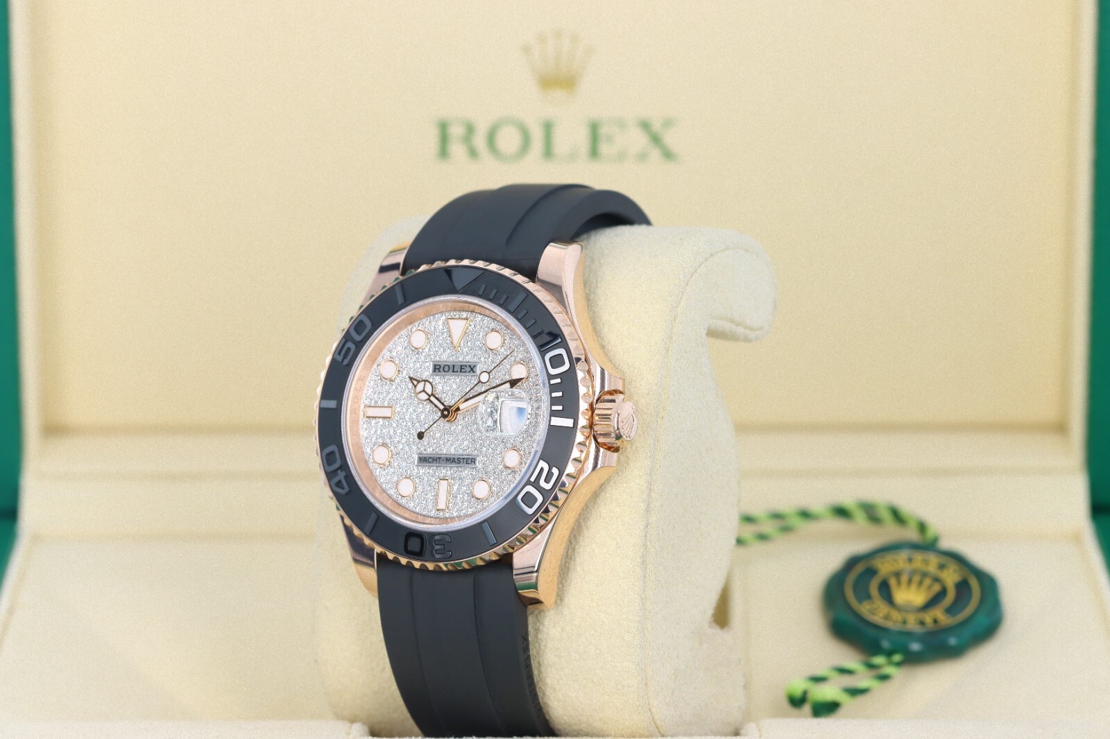 Rolex Yacht-Master 37mm, Pave Diamond Dial – 18kt Everose Gold Oysterflex 268655